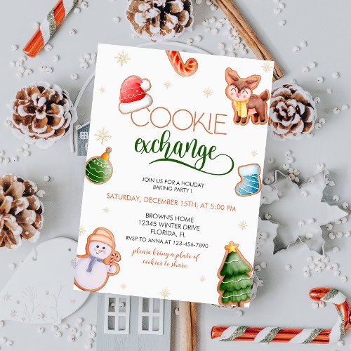 Cute Holiday Cookie Exchange Invitation
