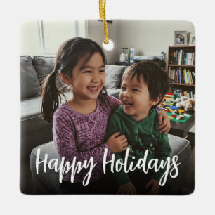 Cute Holiday Custom Photo Gift Ceramic Ornament