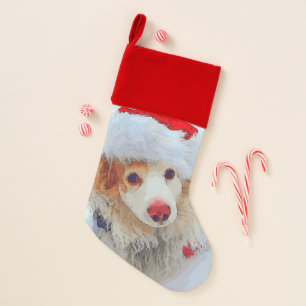 Cute holiday Dachshund dog Xmas festive hat snow Christmas Stocking