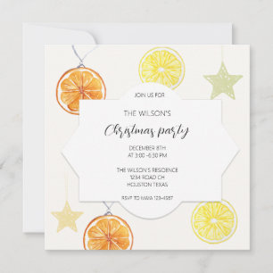 Cute Holiday Decoration Lemon And Oranges  Invitation