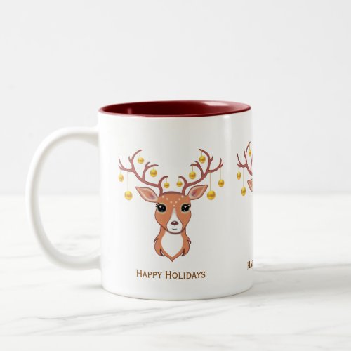 Cute Holiday Deer  Christmas Balls Two_Tone Coffee Mug