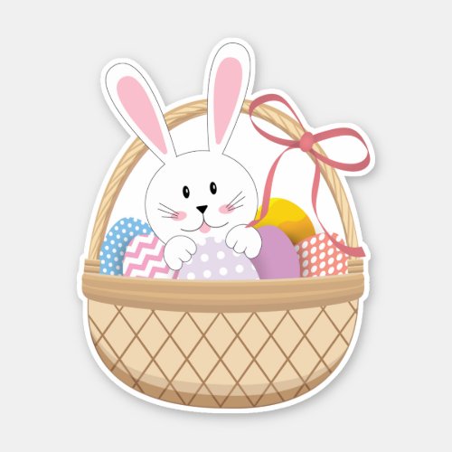 Cute Holiday Easter Basket With Eggs  Bunny  Sticker
