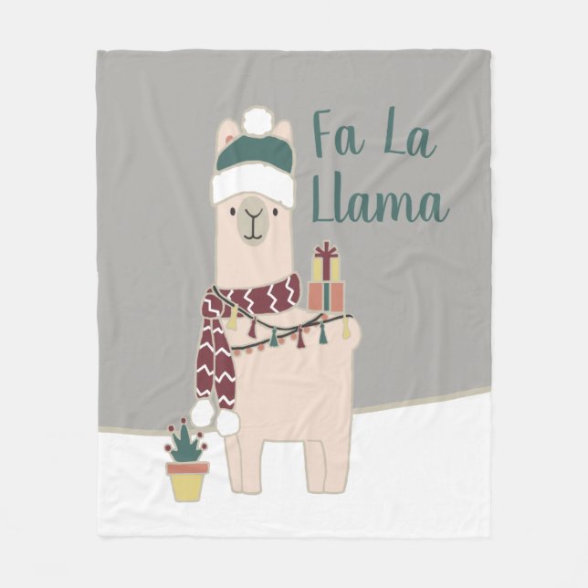 Cute Holiday Fa La llama design Fleece Blanket (Front)