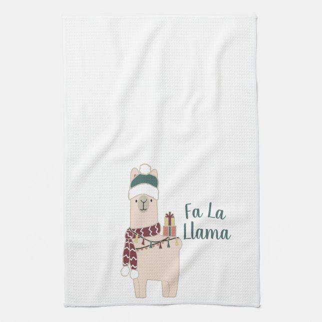 Cute Holiday Fa La llama design Kitchen Towel (Vertical)