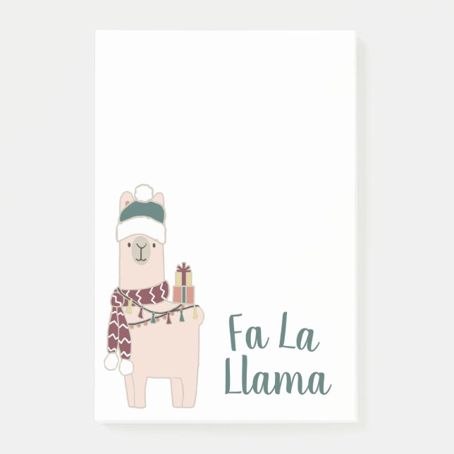 Cute Holiday Fa La Llama design Post-it Notes (Front)