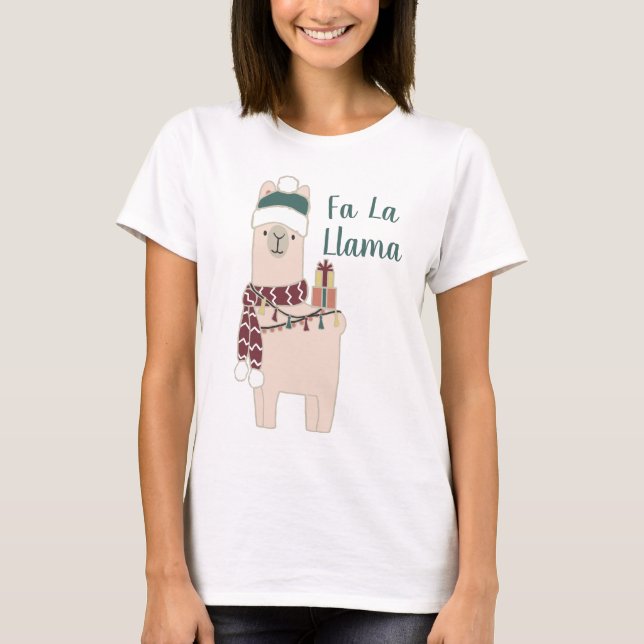 Cute holiday Fa La Llama design T-Shirt (Front)
