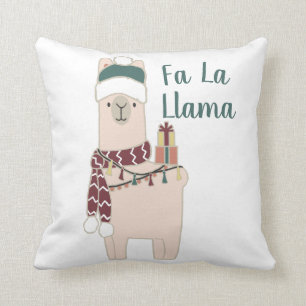 Cute Holiday Fa La Llama design Throw Pillow