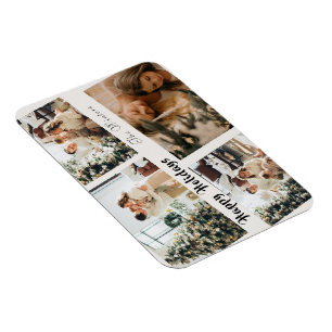 Cute Holiday Family Collage Accent Throw Pillow Magnet