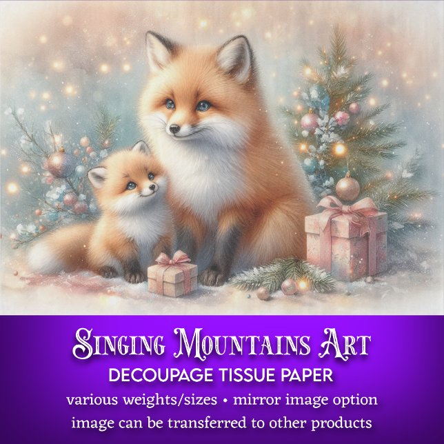 Cute Holiday Fox Family Christmas Craft Decoupage Tissue Paper (Creator Uploaded)