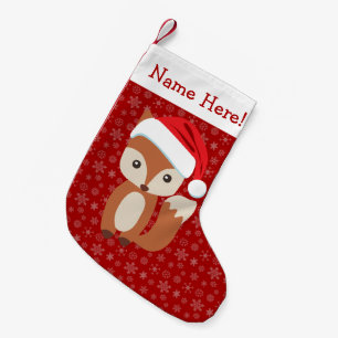 Cute Holiday Fox Personalized Animal Christmas Small Christmas Stocking