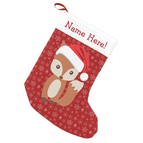Cute Holiday Fox Personalized Animal Christmas Small Christmas Stocking
