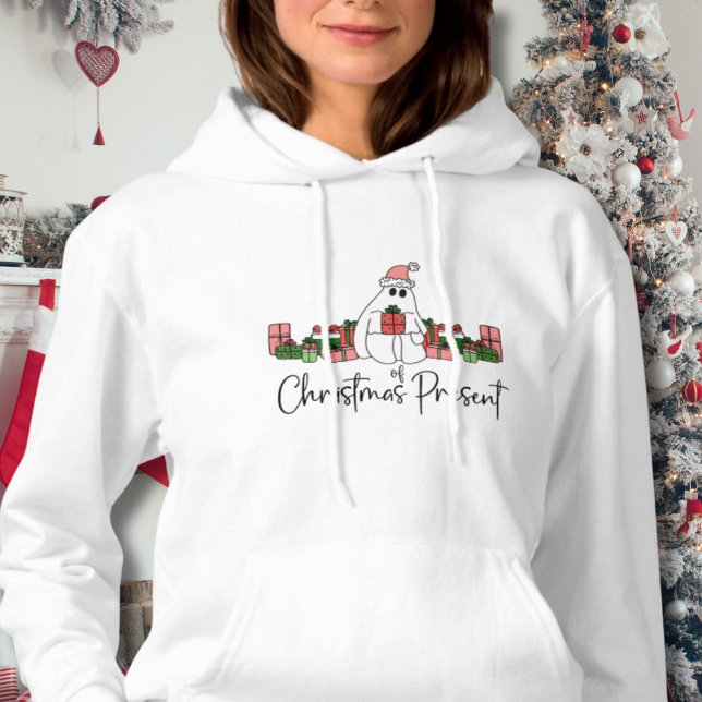 Cute Holiday Funny Christmas Hoodie (Simple Cute Funny Humorous Ghost Of Christmas Hoodie)
