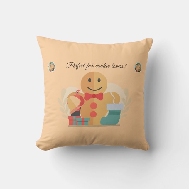  Cute Holiday Gift for Cookie Lovers Throw Pillow (Front)