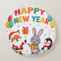 Cute Holiday Gift for Kids Round Pillow-New Year