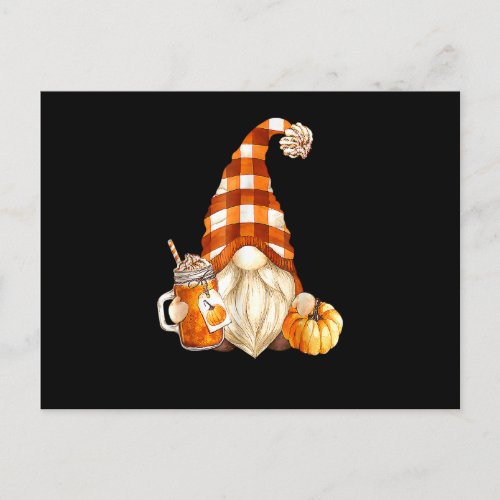 Cute Holiday Gnome For Thanksgiving With Fall Pump Postcard