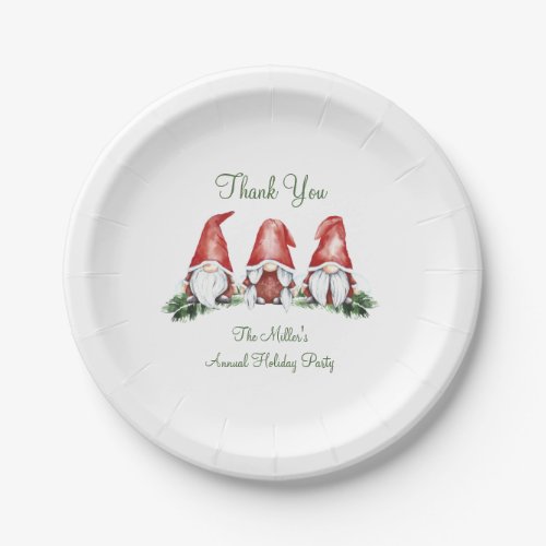 Cute Holiday Gnome Thank You Round Sticker Paper Plates