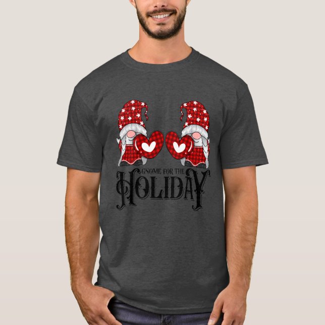 Cute holiday gnomes, romantic couple T-Shirt (Front)