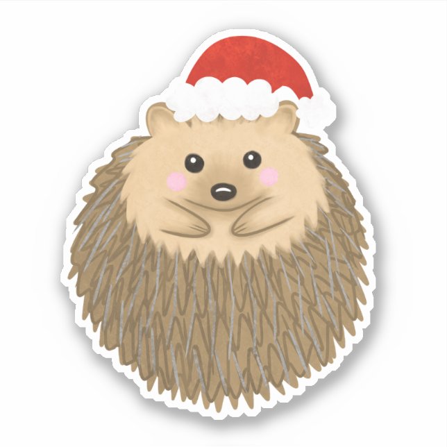 Cute Holiday Hedgehog Sticker (Front)
