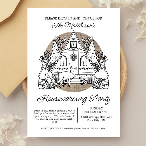 Cute Holiday Home Drop In Housewarming Party Invitation