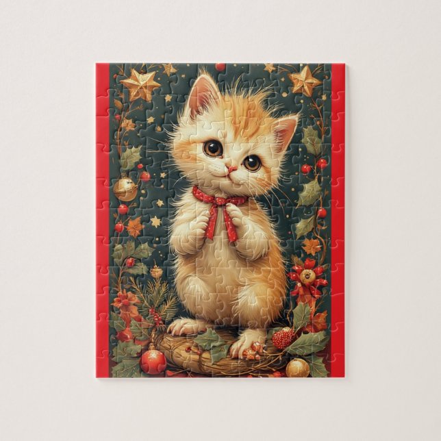 Cute Holiday Kitten  Jigsaw Puzzle (Vertical)