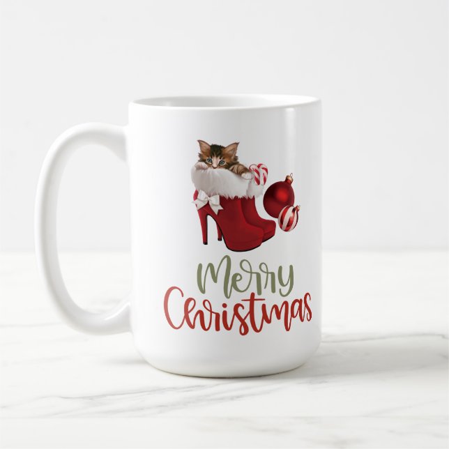 Cute Holiday Kitten Mug  (Left)