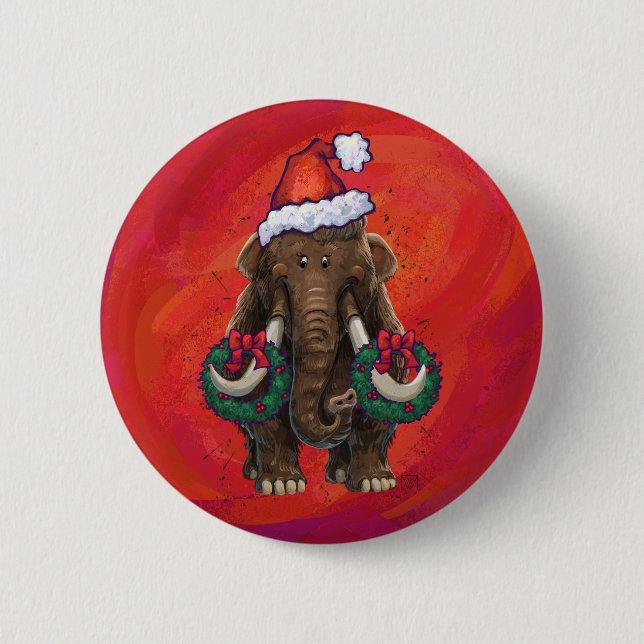 Cute Holiday Mastodon  Button (Front)