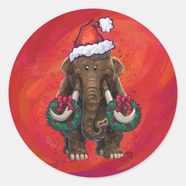 Cute Holiday Mastodon  Classic Round Sticker (Front)