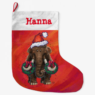 Cute Holiday Mastodon Large Christmas Stocking