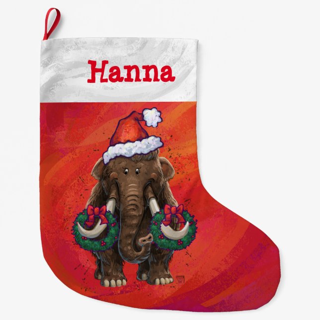 Cute Holiday Mastodon  Large Christmas Stocking (Front)
