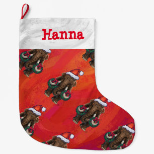 Cute Holiday Mastodon  Large Christmas Stocking