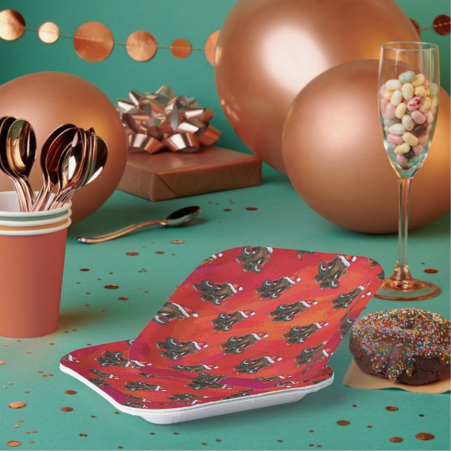 Cute Holiday Mastodon  Paper Plates (Multi)