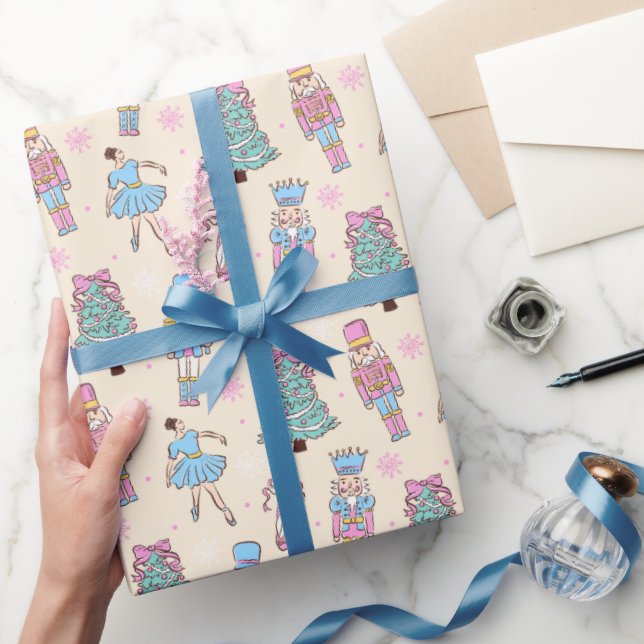 Cute Holiday Nutcracker Ballerina Pattern Wrapping Paper (Gifting)
