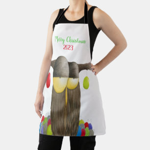 Cute Holiday Owl Apron