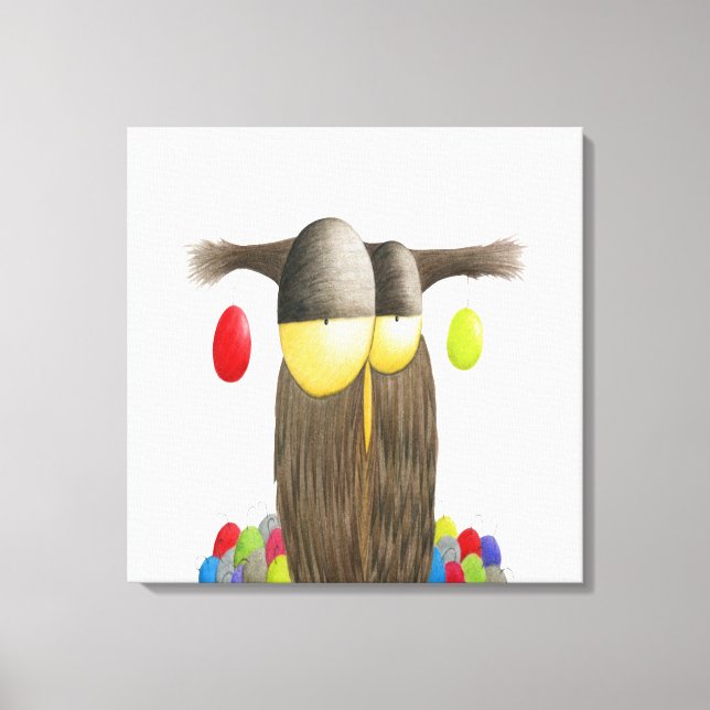 Cute Holiday Owl Canvas Print (Front)