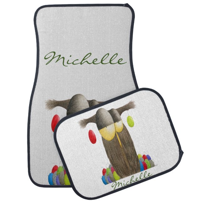 Cute Holiday Owl Car Floor Mat (Set)