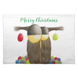 Cute Holiday Owl Cloth Placemat