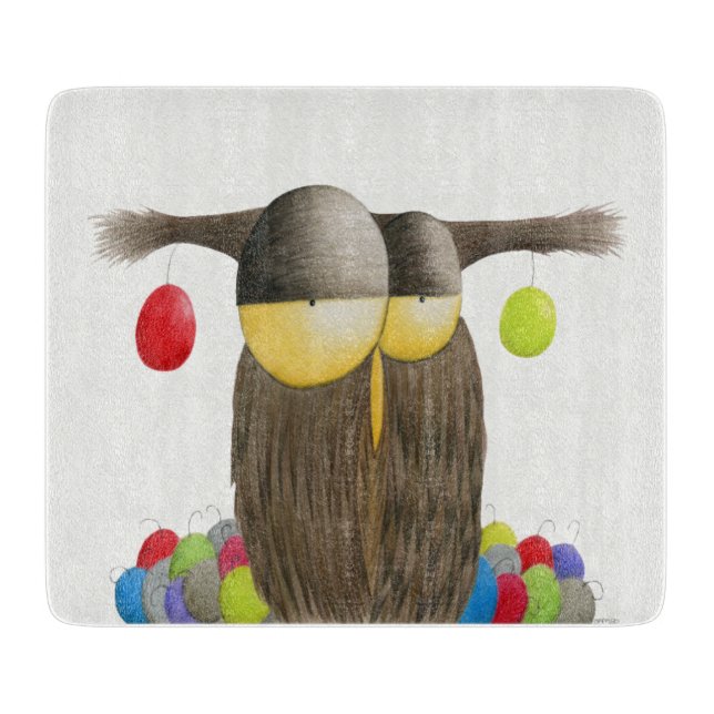 Cute Holiday Owl Cutting Board (Front)