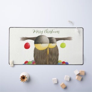 Cute Holiday Owl Desk Mat