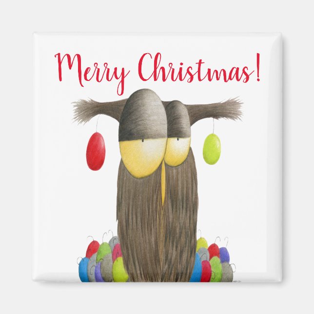 Cute Holiday Owl Magnet (Front)
