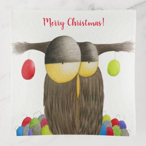 Cute Holiday Owl Trinket Tray