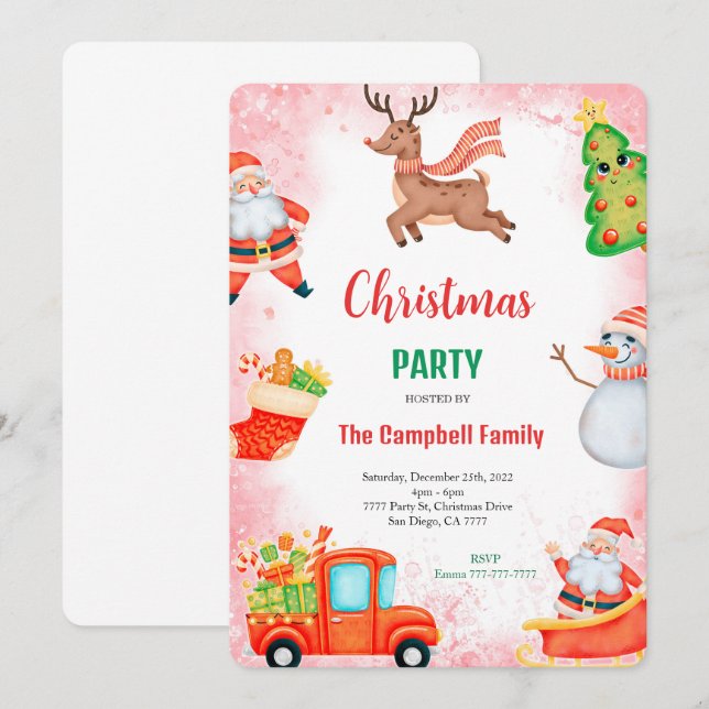 Cute Holiday Party Invitation (Front/Back)