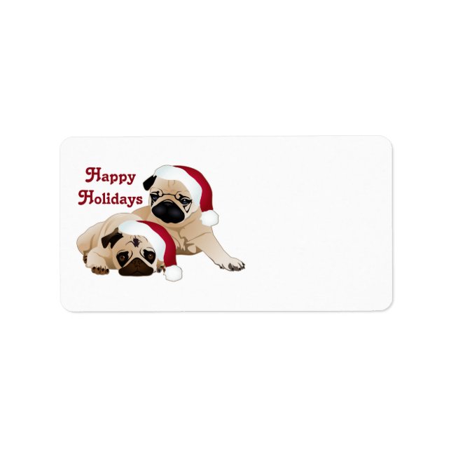 Cute Holiday Pugs Tees and gifts Label (Front)