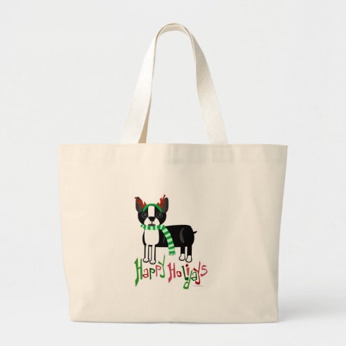 Cute Holiday Pup Large Tote Bag