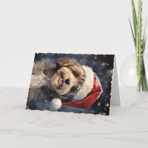 Cute Holiday Puppy Animals Christmas Greeting Card