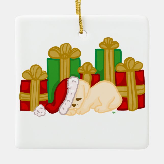 Cute Holiday Puppy Ornament (Front)