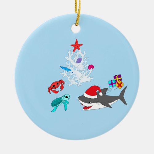 Cute Holiday Shark Ornament