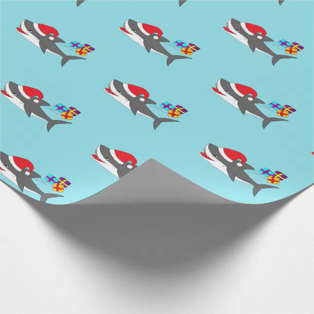Cute Holiday Shark Wrapping Paper | Zazzle