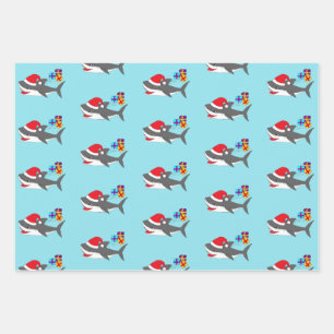 Cute Holiday shark Wrapping Paper Sheets