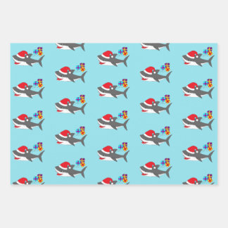 Cute Holiday shark Wrapping Paper Sheets
