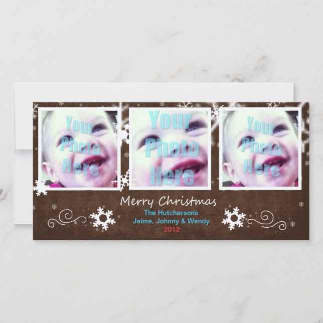 Cute Holiday Snowflake 3 Window Card Mocha - (Front)